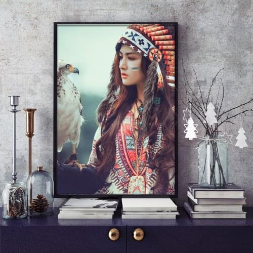 Wall decorative Living Room Bedroom Painting Hanging Poster Simple Indian Beauty Girl Picture canvas painting Figure Painting