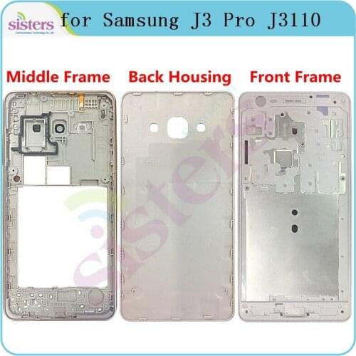 Front Frame for Samsung J3 Pro J3110 Screen Holder Middle Frame for J3Pro Back Housing Back Case Phone Replacement Repair Parts