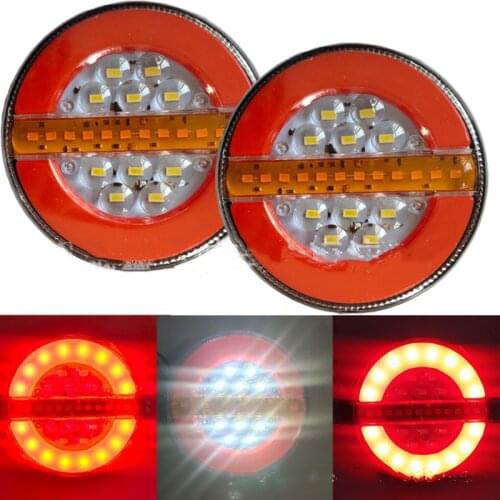 2Pcs 4inch LED Car Trailer Truck Tail Light 24v Flashing Brake DRL Flow Turn Signal Lamp For Bus Boat Van Caravan Strobe Lights