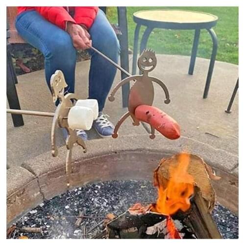 Steel Hot Dog/Marshmallow Roasters, Novelty Women Men Shaped Stainless Steel Camp Fire Roasting Stick, Funny Metal Craft Barbecu