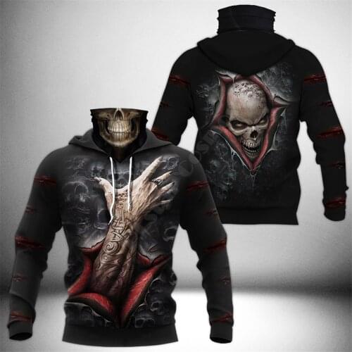 Skull Tattoo 3D Printed Hoodies Fashion Sweatshirt Women Men Casual Pullover Hoodie Mask Warm Cosplay Costumes 05