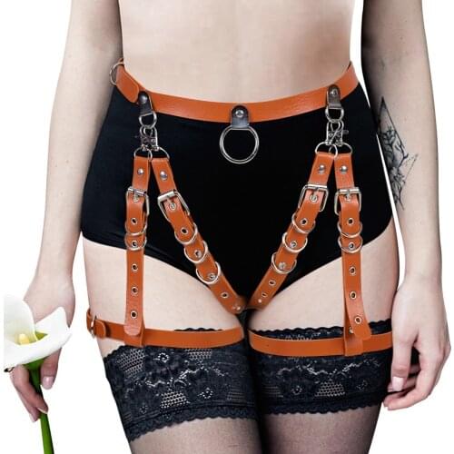 Womens Belt Bdsm Leather Harness Fashion Punk Gothic Style Pole Dance Rave Costume Stocking Garters Harajuku Sexy Lingerie