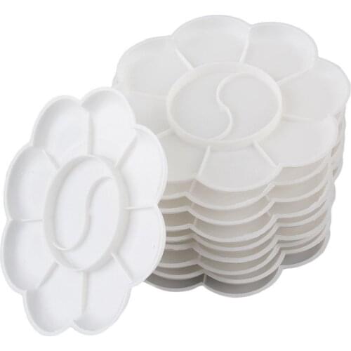 1pcs 8 Cells Plum Blossom Paint Tray Artist Oil Watercolor White Plastic Palette Art Supplies
