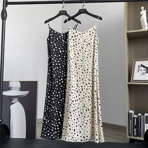 2021 Summer Casual Leopard Tank Dresses Elegant Women Sleeveless Chiffon Dress Party Dress Long Dress Vestidos Bottomings WZ1393