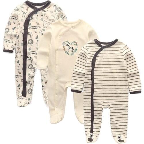 3Pcs/Set Baby Boys Rompers Newborn Baby Clothes Girls Boys Long Sleeve ropa bebe Jumpsuit Baby Clothing Zebra Pattern Outfits