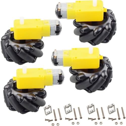 4pcs 60mm Mecanum Omni Wheel+ 4pcs TT Motor+ 4pcs TT Motor Bracket for Arduino DIY Project Raspberry Pi Stem Toy RC Parts