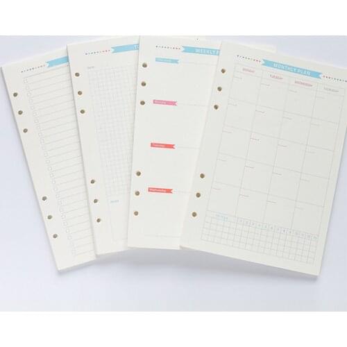 40 Sheets A6 Size Loose Leaf Filler Papers Notebook for Diary Weekly Monthly Notepad School Office Students Stationery Supplies