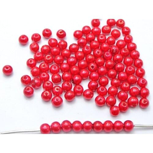 500 Pcs 6mm Plastic Faux Pearl Round Beads Red Imitation Pearl