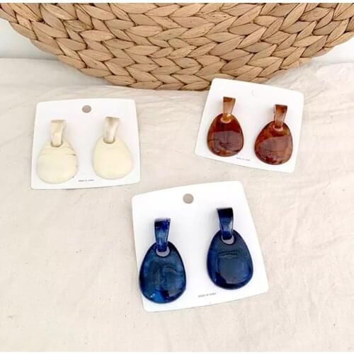 AENSOA Korean Acrylic Drop Earrings for Women Fashion Unique Resin Water Drop Statement Earrings trendy jewelry
