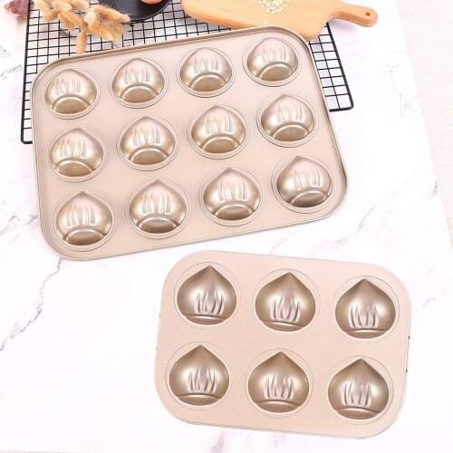 Nonstick 12-Cavity Chestnut Cake Pan Mold Pie Cookies Fondant Cupcake Mold Tart Tray Oven Baking Bakeware Tools