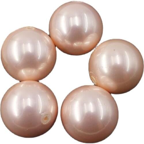 APDGG 20MM 5 Pcs Natural Pink Sea Shell Pearl Half Hole Round Beads For Pendant Earrings DIY Jewelry Findings
