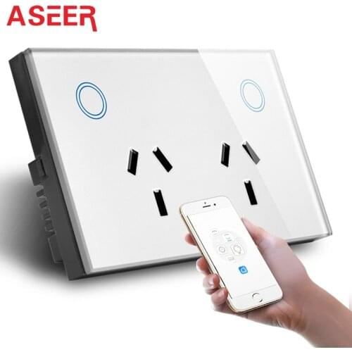 ASEER,AU Plug WIFI Smart Socket SAA certified 10A,110-240V Phone Timing,Current Monitoring,Support Alexa/Google Voice Control