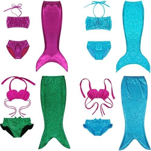 Bikini 2018 3Pcs 3-12Y Girls Children Mermaid Tail Swimming Suit Dress Split Swimsuit Costume Swimmable Bikini Bathing Suit