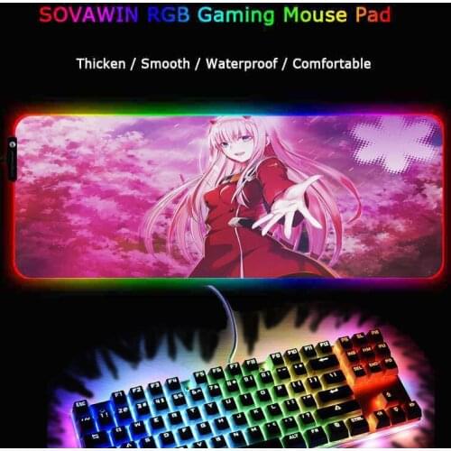 Zero Two Darling In The Franxx Gaming Large Rgb Mousepad Light Desk Mat Computer Mouse Pad Gamer LED Backlight Keyboard Mat XXL