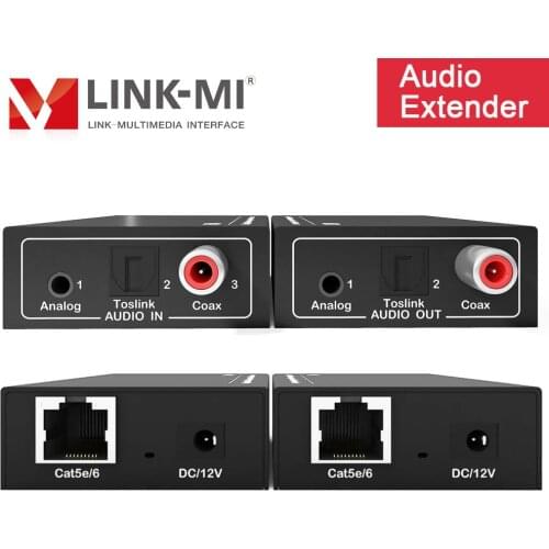 LINK-MI 500m Digital Analog Audio Extender over Cat5e/6 Cable Accept Analog, Digital Coax, Optical Toslink Auto indentify audio