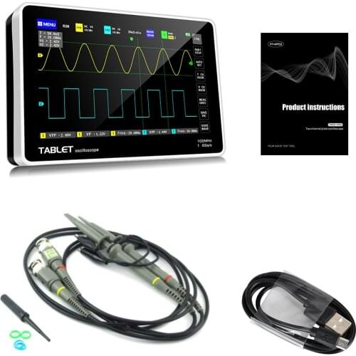 1013D digital oscilloscope handheld 2 Channel 100MHz*2 Band Width 1GSa/s Sampling Rate usb oscilloscopes with oscilloscope probe