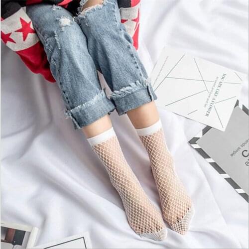 CUHAKCI Mesh Net Black Socks Transparent Anti Hook Wire Ankle Casual Fashion Women Hollow Net Silk