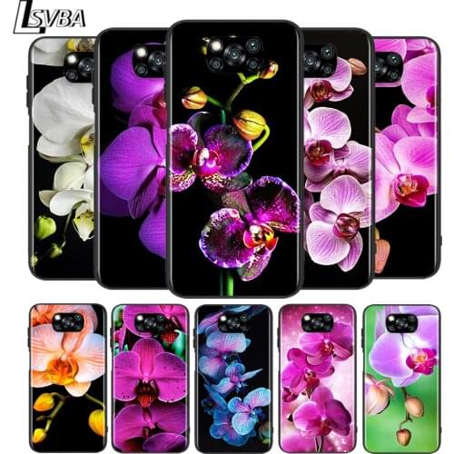 Orchid Flowers Colorful for Xiaomi Poco X3 NFC X2 M3 M2 F2 Pro C3 F1 A2 Lite A1 Mix3 Play Silicone Soft Black Phone Case