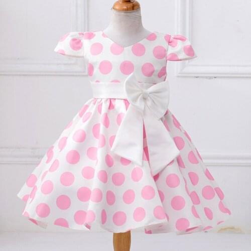 Polka dot print vintage princess clothing girl dress children clothes kids elegant party dress 2 3 4 5 6 7 8 baby costume L616