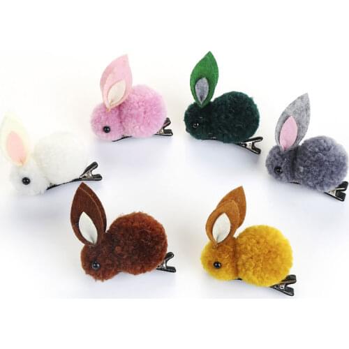 Kids Cute Lamb Felt Three-Dimensional Rabbit Hair Rings Hair Clips Plush Rabbit Ears Ponytail Holder Elastic Hairpins Hair Rope