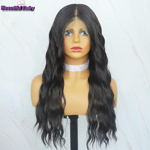 Beautiful Diary Long Curly Black Lace Front Wigs For Women Futura Hair 13X4 Heat Resistant Synthetic Lace Front Wigs