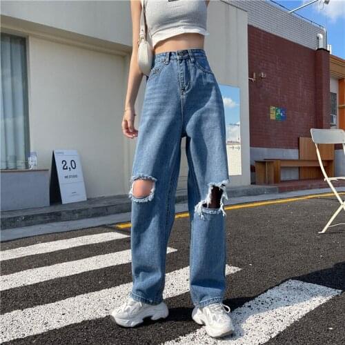 Sexy Woman Jeans Large Size High Waisted Jeans Ripped Elastic Skinny Pencil Pants Female Zipper Wash Denim Trousers Girl