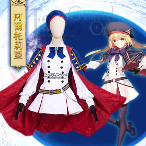Fate/Grand Order FGO Saber Altria Pendoragon Level Uniform Dress With Hat Cosplay Costume Halloween Carnival Party Outfit Women
