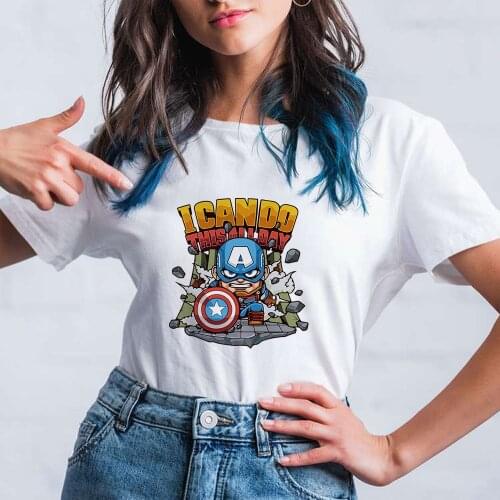 MARVEL Graphic Tee Shirt Spider-Man Captain America Tshirt Unisex Harajuku Kawaii T Shirt Women Funny Cartoon Cute T-shirt
