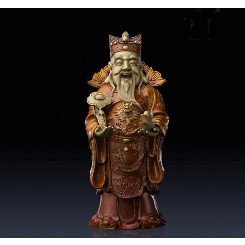 GOOD --HOME LIVING ROOM office SHOP TOP Decor ART --High-grade God of wealth Fortune Buddha FENG SHUI brass statue sculpture
