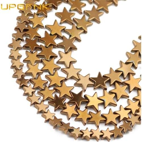 UPGFNK Natural Copper Hematite Stone 4/6/8/10mm Five-Pointed Star Spacer Loose Beads For Jewelry Making Bracelet Diy Accessories