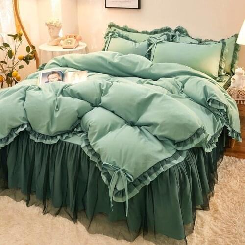 2020 New Solid Color bedding sets Home Bedding Set 4pcs High Quality Quilt Cover Cotton Bed Sheet With Pillowcase
