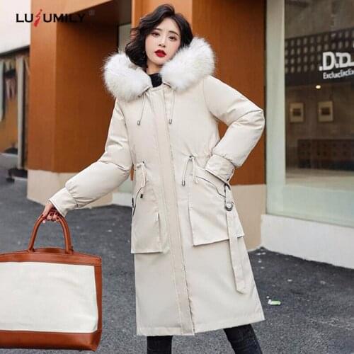 Lusumily Warm Cotton Padded Parkas Women Winter Loose Jacket Three Wearing Methods Long Thick Female Down Jackets Casual Coat