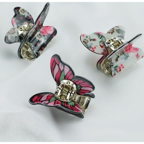 Fashion Acrylic Butterfly Cute Small Crab Hair Claw Clip Women Girls Plastic Floral Barrette Clamp Hairpin Hair Accessories New