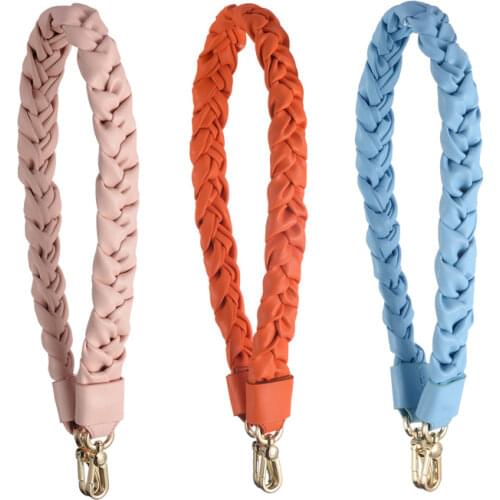 Fashion Woven Bag Strap Pu Leather Women Bag Accessories Long Shoulder Bag Straps Wide Replacement Purse Strap Solid Color