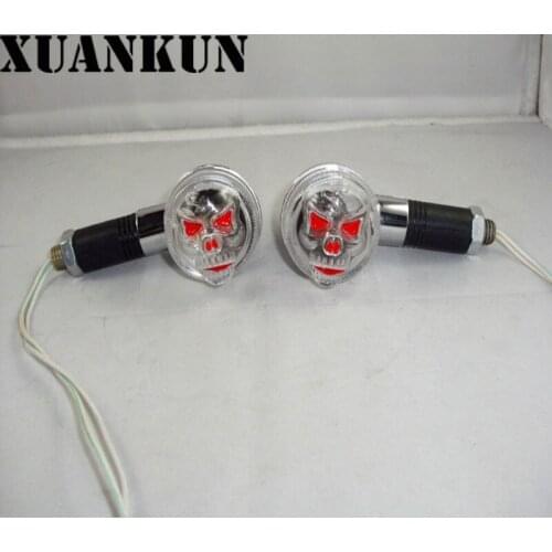 XUANKUN Motorcycle Accessories Retro Modification Skull Head Tail Lights with Skeleton Turn Lights