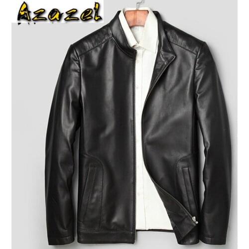 Azazel Mens Leather Jacket Spring Autumn Genuine Sheepskin Leather Jacket Men Casual Leather Coats and Jackets 31J3865 KJ2409