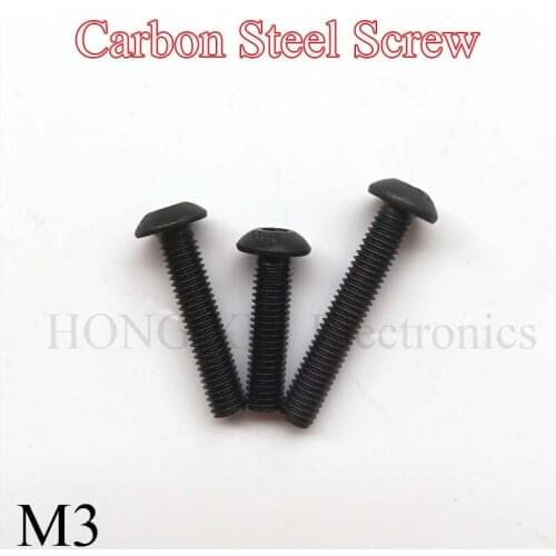 M3 Black Screws Set Alloy Steel Button Head Hex Socket Screw Bolt with Nuts Washers Hardware M3*4/5/6/8/10/12/14/16/18/20
