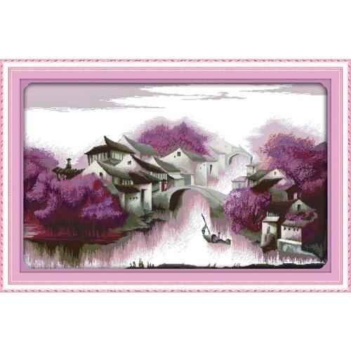 Everlasting Love Purple Dream Chinese Cross Stitch Kits Ecological Cotton Printed 11CT DIY New Year Christmas Decorations Gift