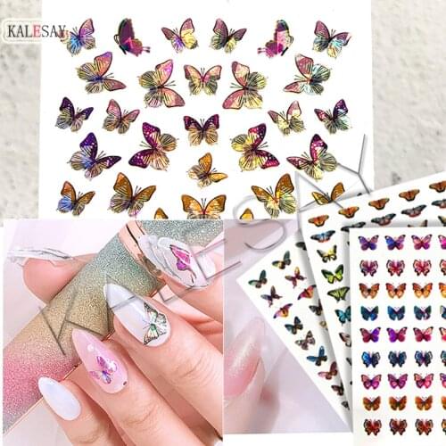 3D Nail Art Stickers Laser Butterfly Design Nail Stickers Self Adhesive Manicure Accessories Decal for Nails Beautiful
