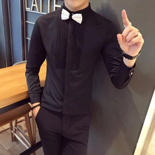 2019 New Classic Men Black Shirts Large Size 5XL Slim Design Business Banquet Men Dress Shirt Comfortable and Breathable