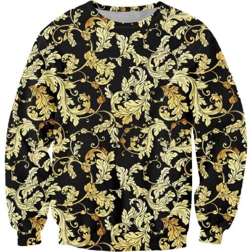 New Sweatshirts Golden Leaves 3d Print Men/women Casual Oversized Fall Suitable Baroque Vogue And Trendy Golden Brown Leaf IFPD