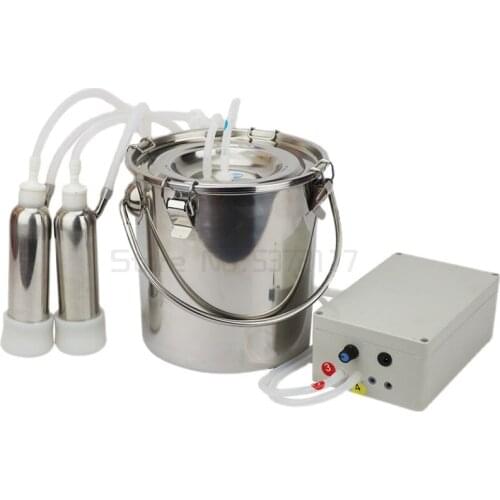 7L Rechargeable Cow Goat Sheep Milker Electric Milking Machine Stainless Steel Bucket Double Heads Hose With Restriction
