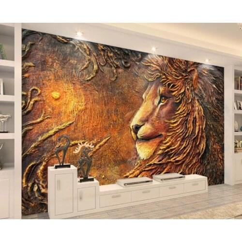 Custom Wallpapers Home Decor 3d Wallpaper Embossed Golden lion tv background wall living room bedroom wall murals
