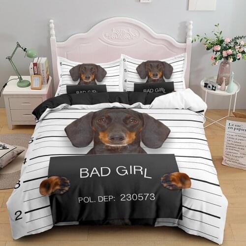 Funny Bad Dog Bedding Sets Animal Print Single Double Quilt Duvet Cover Set Kids Adult Bed Linen Bedclothes 2/3pcs