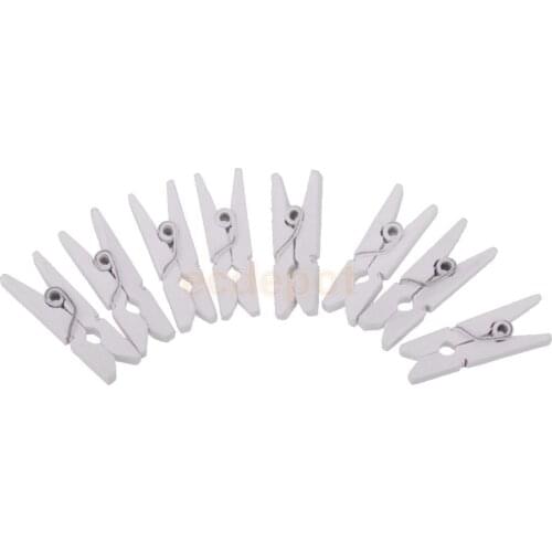 200pcs Mini Wooden Clothes Photo Paper Peg Clothespin Craft Spring Clips DIY Wood Craft Decoration Clips Pegs White 25mm