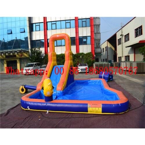 Colorful childrens outdoor activities inflatable pool castle slide combination