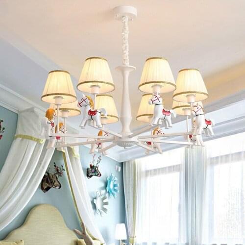 Modern chandelier Childrens carousel room lamps boys girls bedroom lamp princess room chandelier dual-use American MJ1114