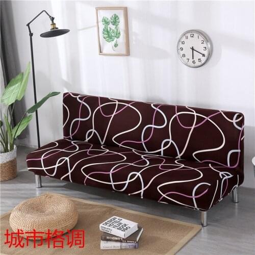 Stretch Folding Sofa Bed Cover Without Armrests Armless Futon Sofa Cover Removable Machine Washable Home 3 Seater Couch Covers