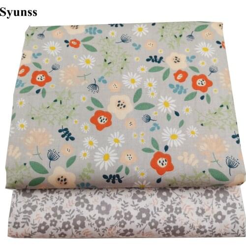 Syunss Diy Patchwork Cloth For Quilting Baby Cribs Cushions Dress Sewing Tissus Gray Pink Floral Printed Cotton Fabric Tecido