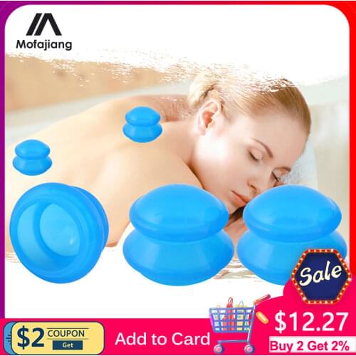 4Pcs Vacuum Cupping Cans Massage jars Moisture Absorber Anti Cellulite Vacuum Silicone Cups Therapy For Facial Body Massager